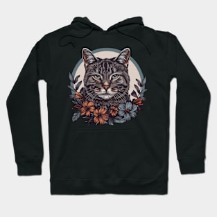 Floral Cat Design Hoodie